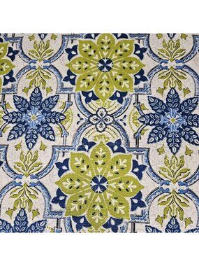 Microfiber Rectangle Tablecloth Linen 102x60 Porto Blue Green Floral Waterproof